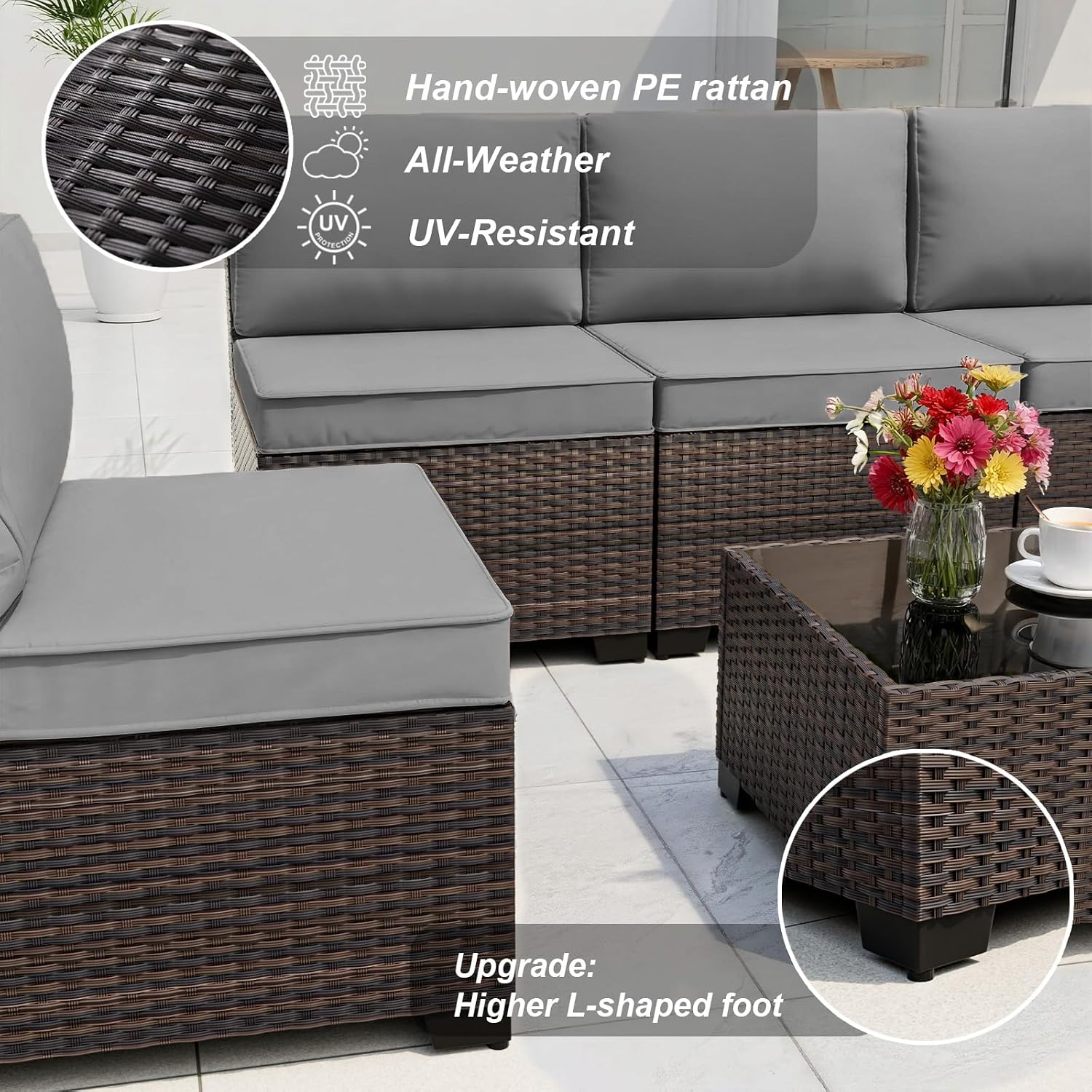 Outdoor Furniture With Fire Pit Table - Set Sofa Luar Ruangan 10 Bagian