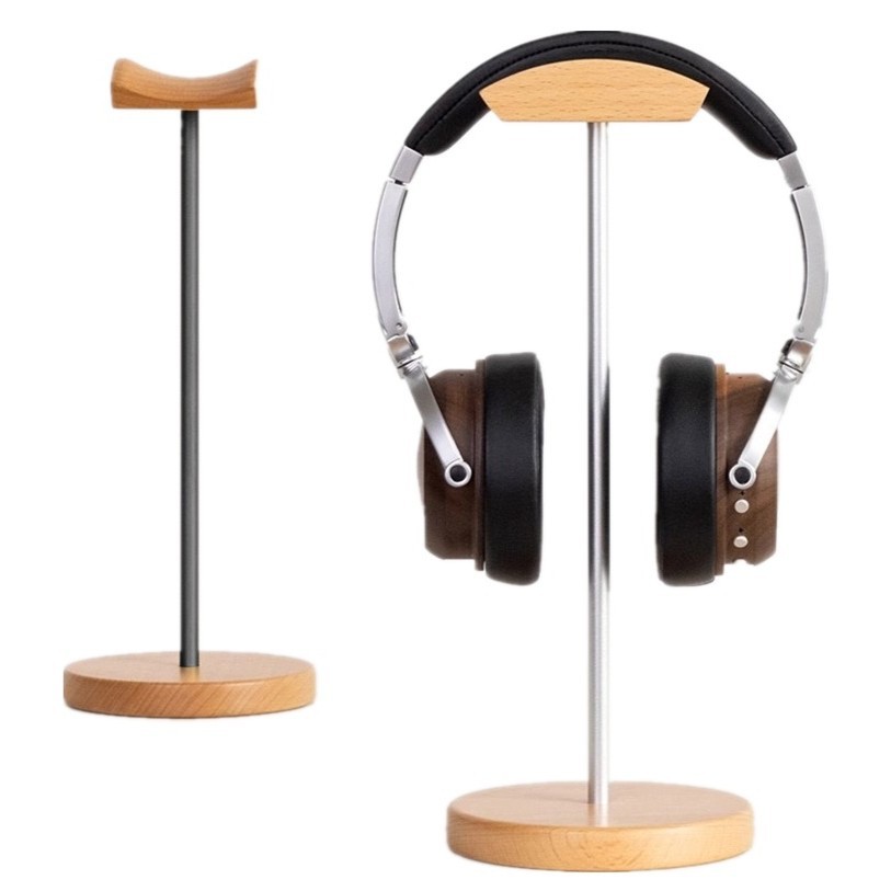 Outdoor Furniture Aluminium - Penyangga Headphone Kayu Walnut Hitam &
