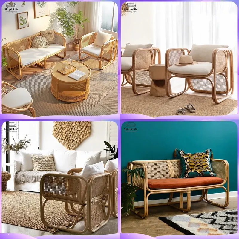 Outdoor Furniture Japanese Style - Set Sofa Rotan Gaya Jepang untuk