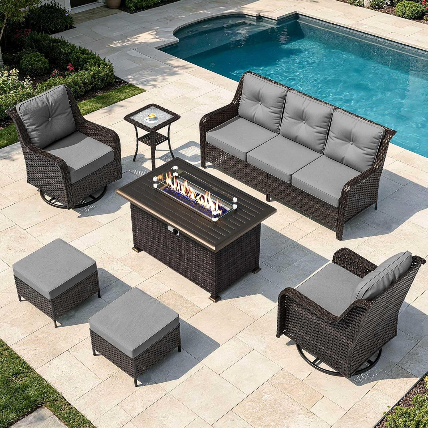Outdoor Furniture Sale - Set Furnitur Teras 7-Potong, Sofa Seksional