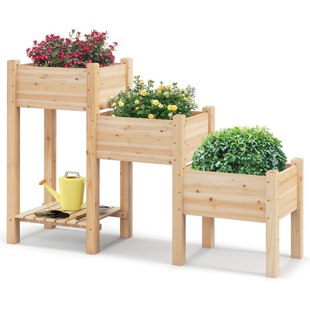 Garden Storage Box - Rak Tanam Kayu 3 Tingkat dengan
