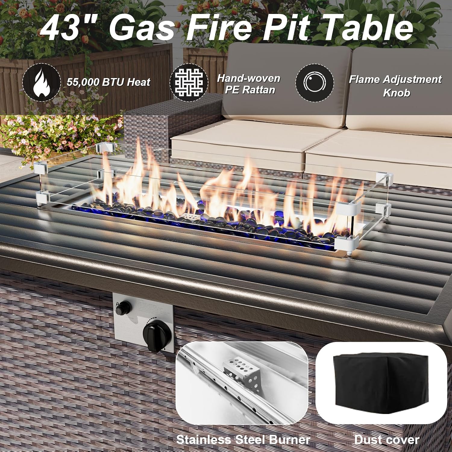 Set Sofa Luar Ruangan 10 Bagia - Outdoor Furniture With Fire Pit Table ulasan dan harga