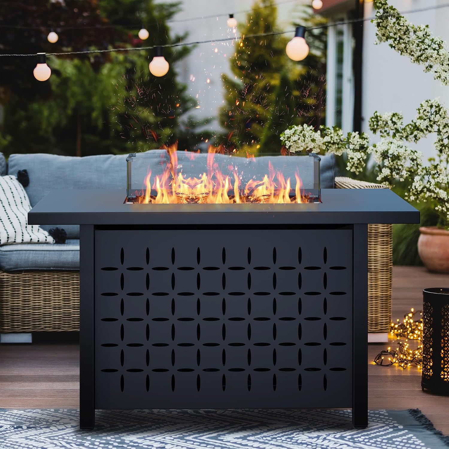 Set Furnitur Teras 8-Potong de - Outdoor Furniture With Fire Pit Table ulasan dan harga