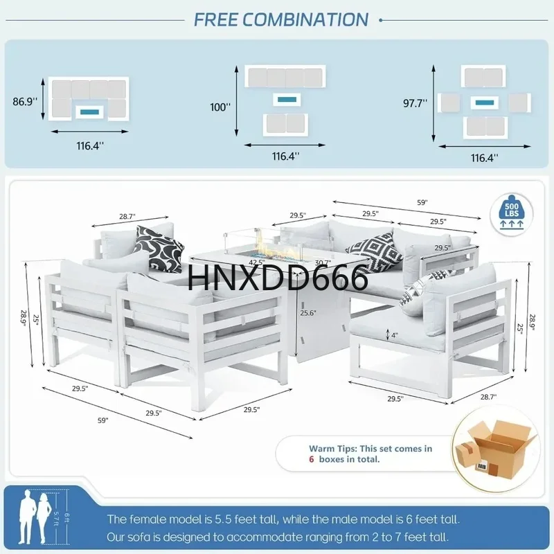 Set Sofa Teras Luar Ruangan 7- - Outdoor Furniture With Fire Pit Table ulasan dan harga