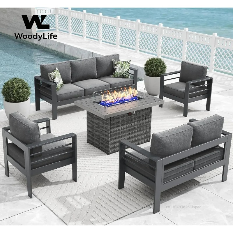 Set Furnitur Teras Aluminium M - Outdoor Furniture With Fire Pit Table ulasan dan harga