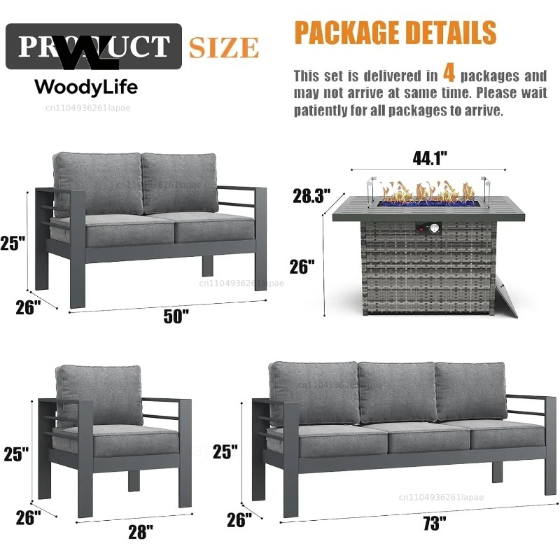 Set Furnitur Teras Aluminium M - Outdoor Furniture With Fire Pit Table ulasan dan harga