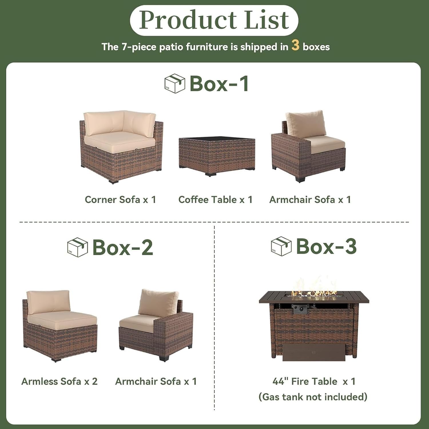 Set Furnitur Teras 7 Bagian de - Outdoor Furniture With Fire Pit Table ulasan dan harga