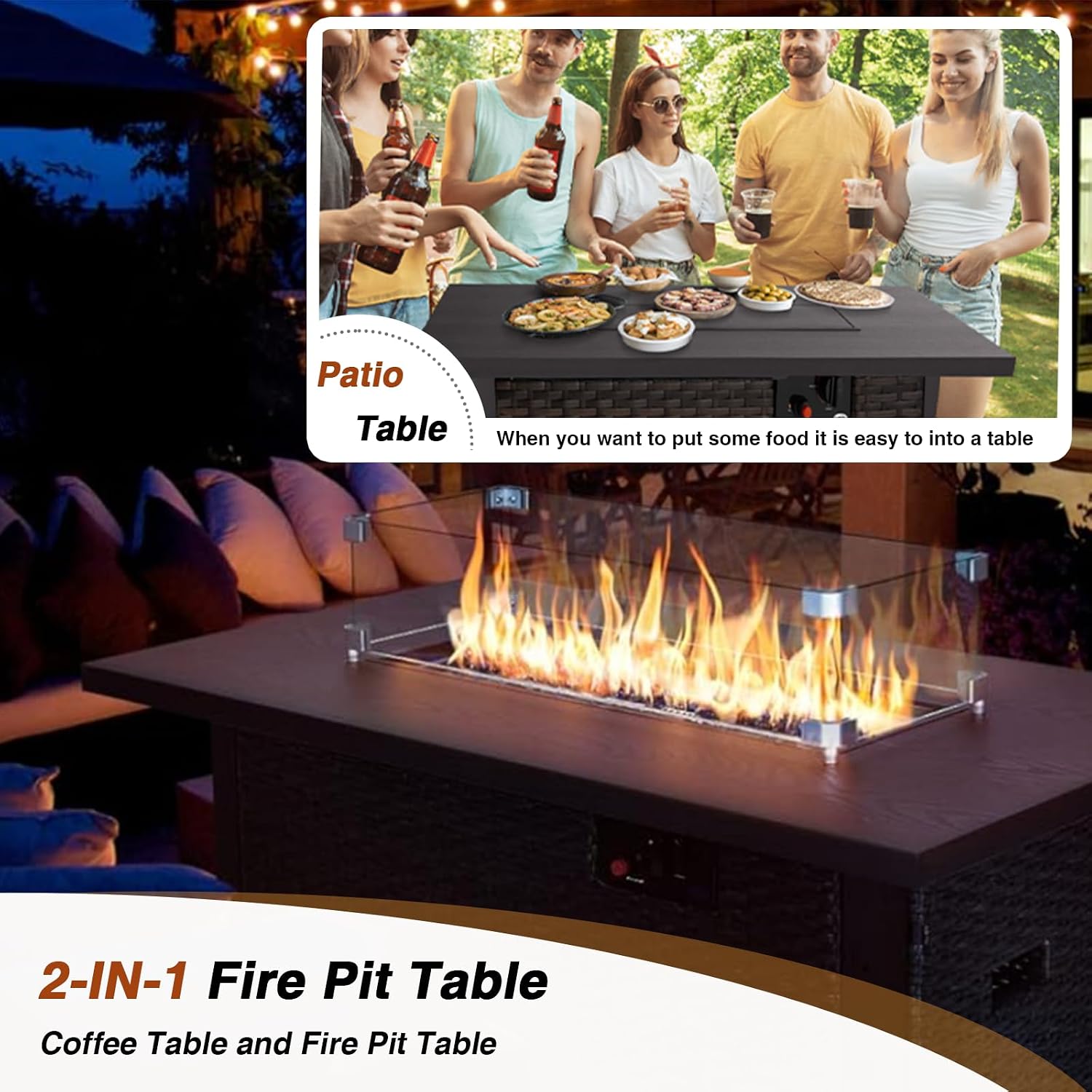 Set Furnitur Teras dengan Meja - Outdoor Furniture With Fire Pit Table ulasan dan harga