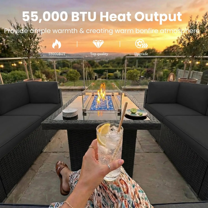 Set Sofa Anyaman 8-Potong untu - Outdoor Furniture With Fire Pit Table ulasan dan harga