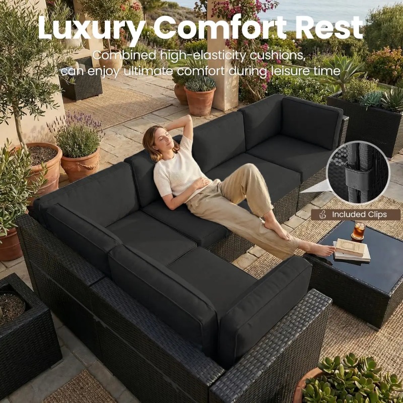 Set Sofa Anyaman 8-Potong untu - Outdoor Furniture With Fire Pit Table ulasan dan harga