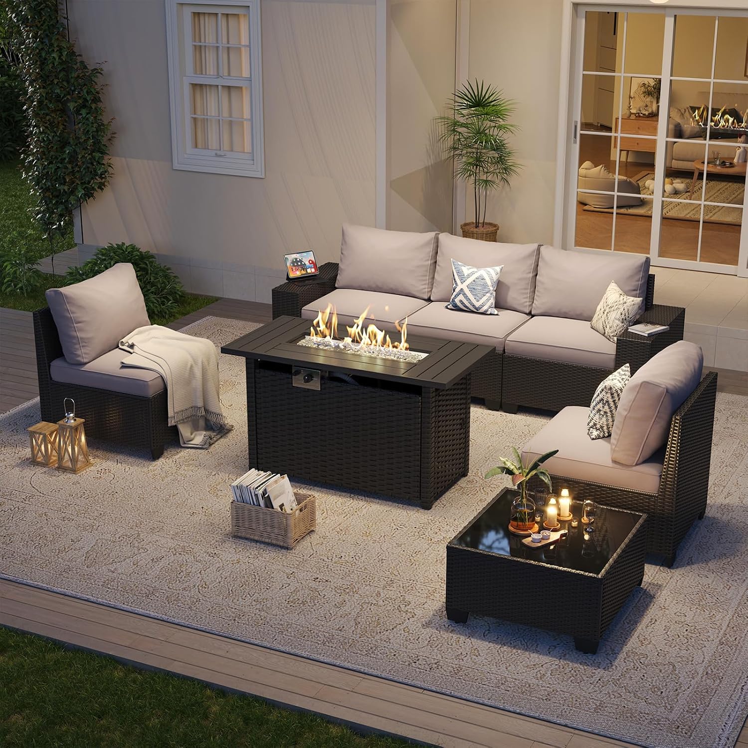Set Furnitur Teras Luar Ruanga - Outdoor Furniture With Fire Pit Table ulasan dan harga