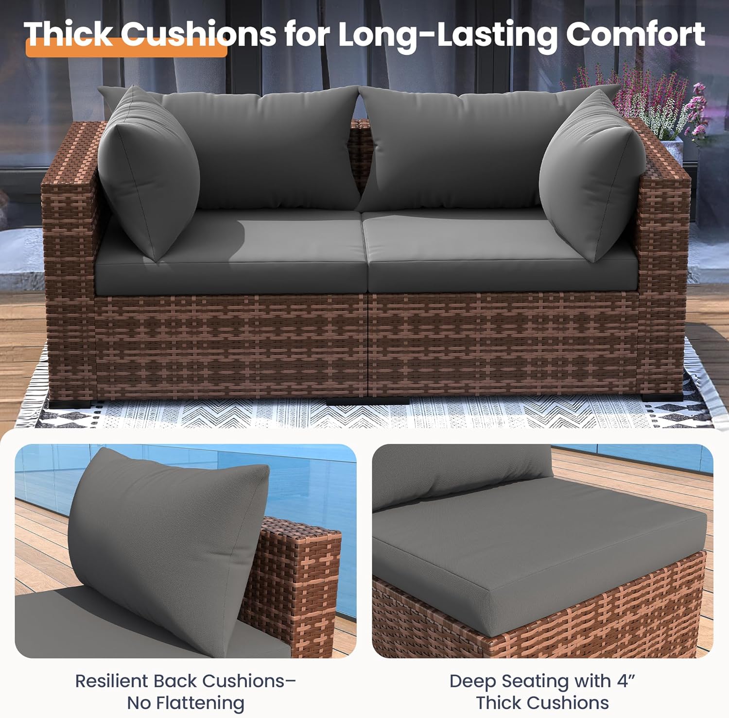 Set Sofa Seksional Luar Ruanga - Outdoor Furniture With Fire Pit Table ulasan dan harga
