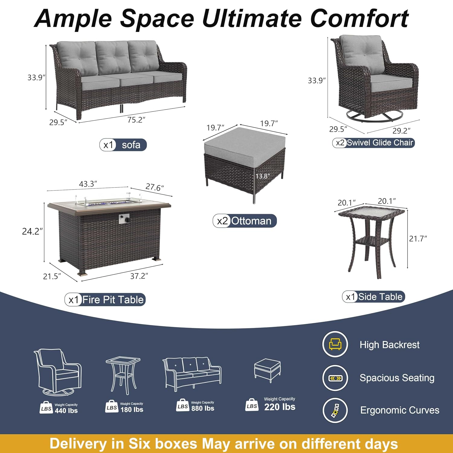 Set Furnitur Teras 7-Potong, S - Outdoor Furniture Sale ulasan dan harga