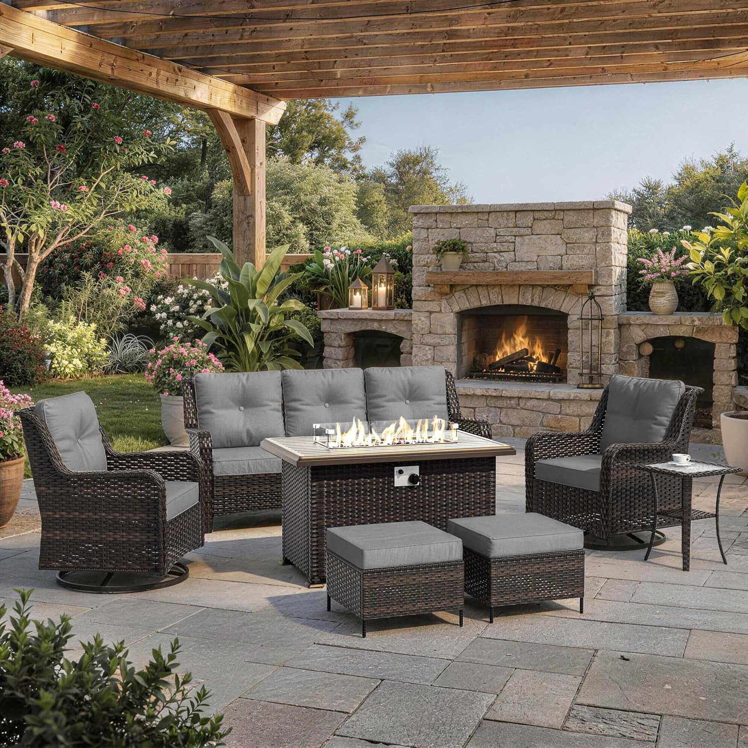 Set Furnitur Teras 7-Potong, S - Outdoor Furniture Sale ulasan dan harga