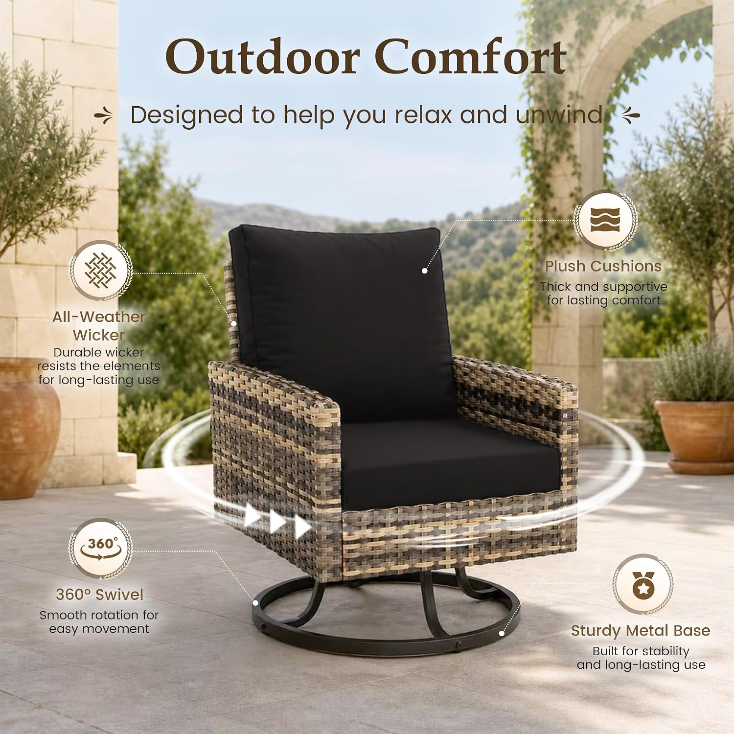 Set Furnitur Teras 7-Potong de - Outdoor Furniture With Fire Pit Table ulasan dan harga