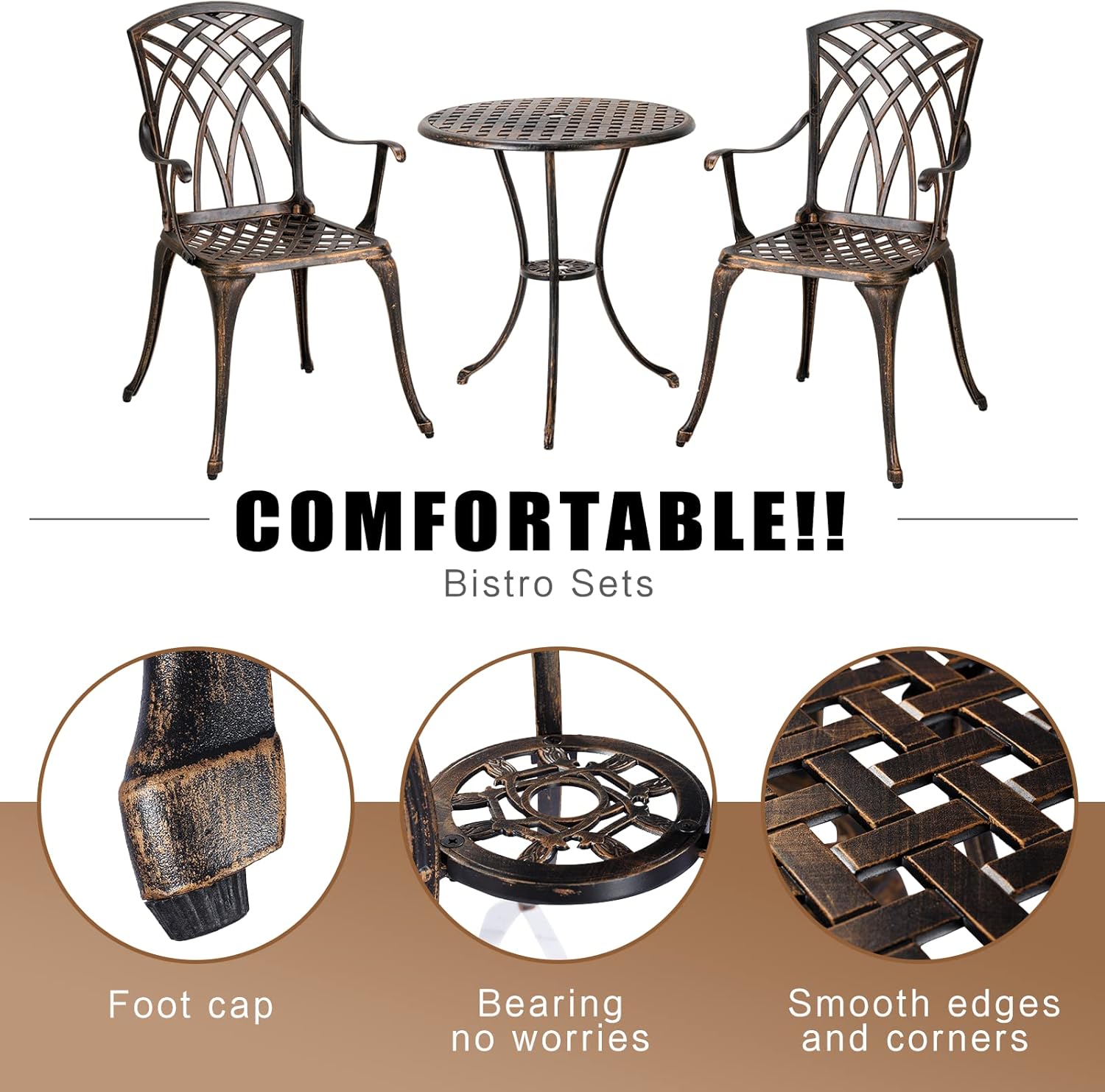 Set bistro luar ruangan 3 bagi - Outdoor Furniture Aluminium ulasan dan harga
