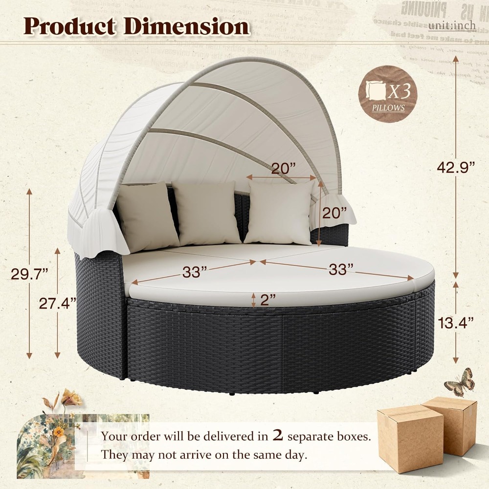 Sofa Daybed Bulat untuk Teras  - Outdoor Furniture In Sale ulasan dan harga