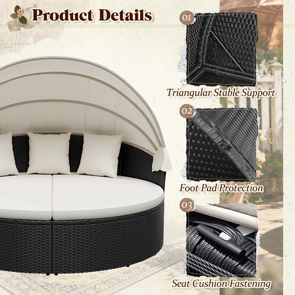 Sofa Daybed Bulat untuk Teras  - Outdoor Furniture In Sale ulasan dan harga