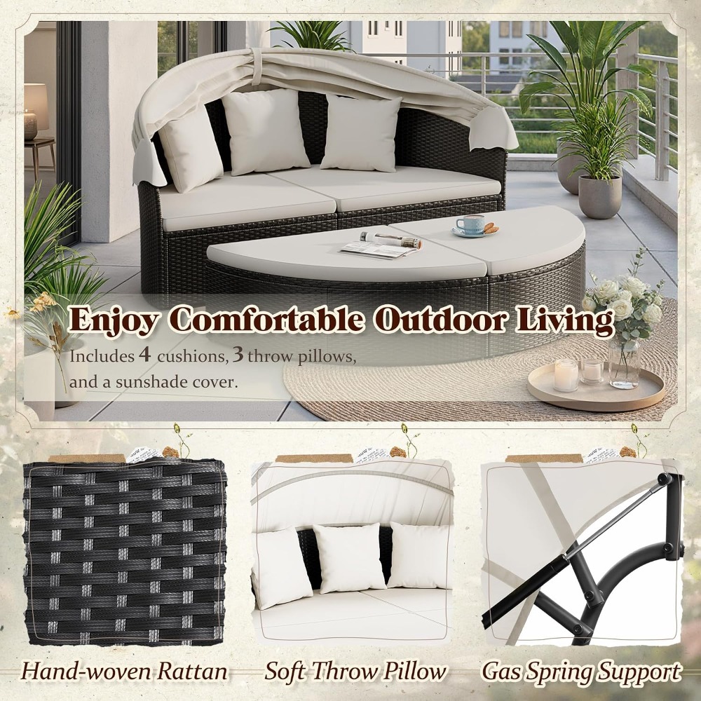 Sofa Daybed Bulat untuk Teras  - Outdoor Furniture In Sale ulasan dan harga