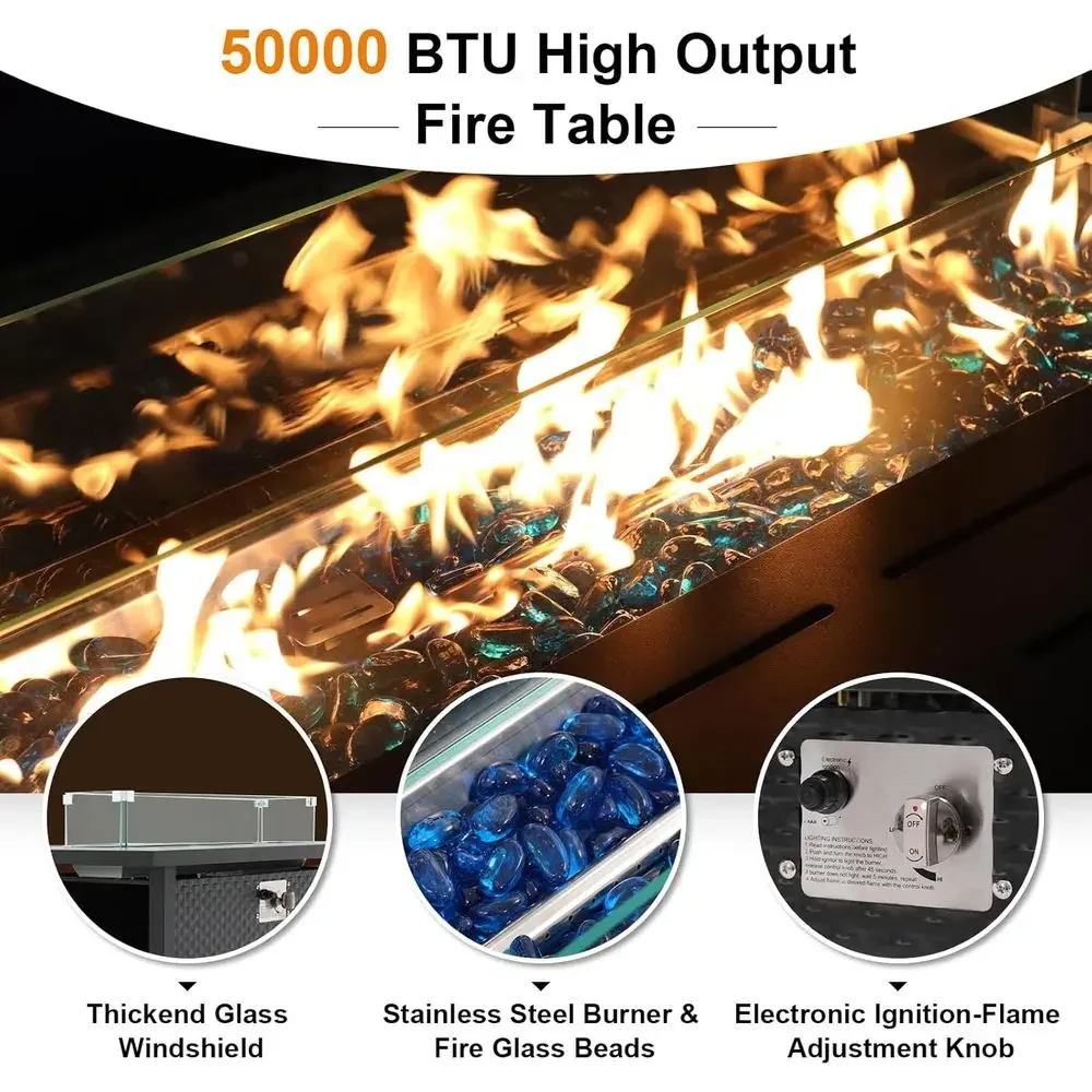Set Furnitur Teras 8 Bagian de - Outdoor Furniture With Fire Pit Table ulasan dan harga
