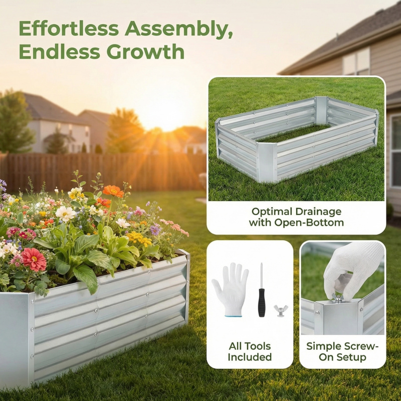 Kit Pot Tanam Taman Galvanis T - Garden Storage Box ulasan dan harga