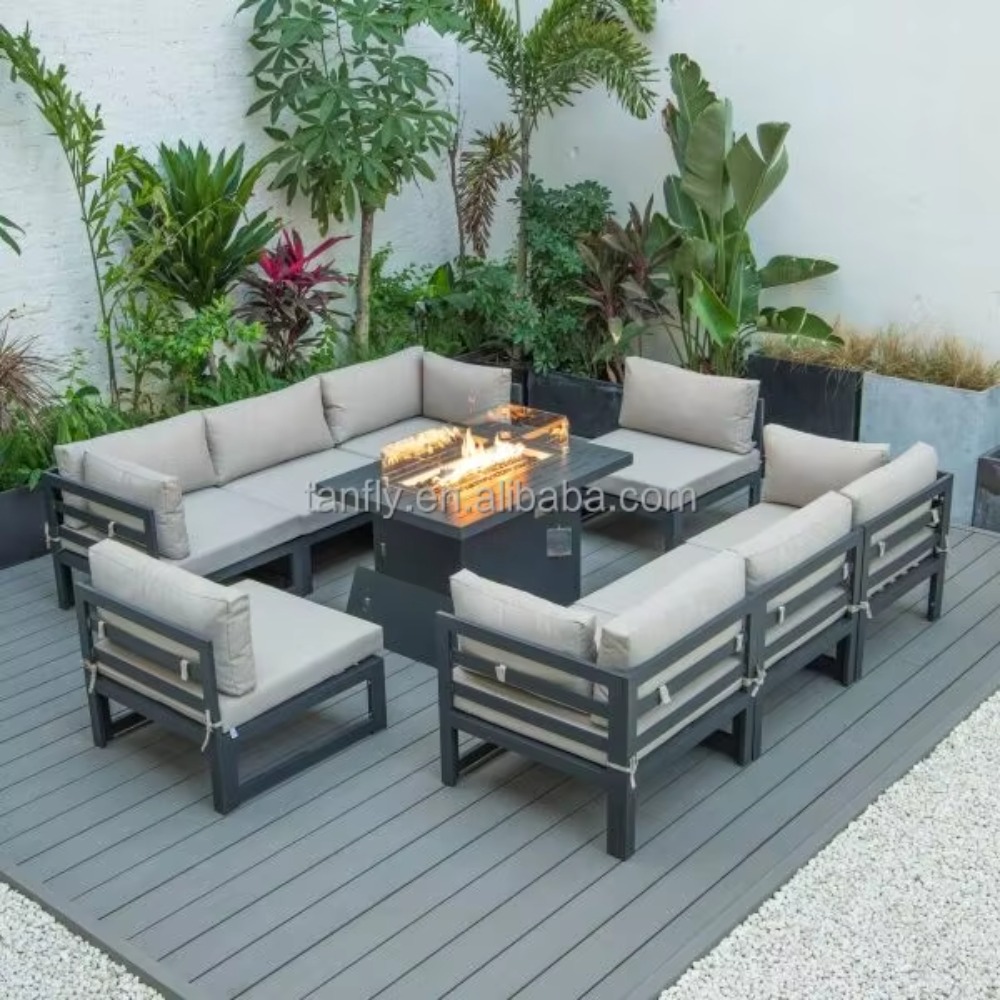 Set Furnitur Taman Modern Alum - Outdoor Furniture With Fire Pit Table ulasan dan harga