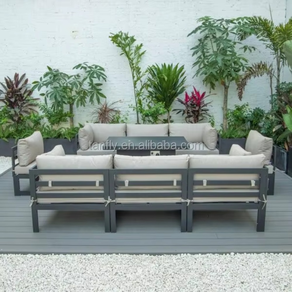 Set Furnitur Taman Modern Alum - Outdoor Furniture With Fire Pit Table ulasan dan harga