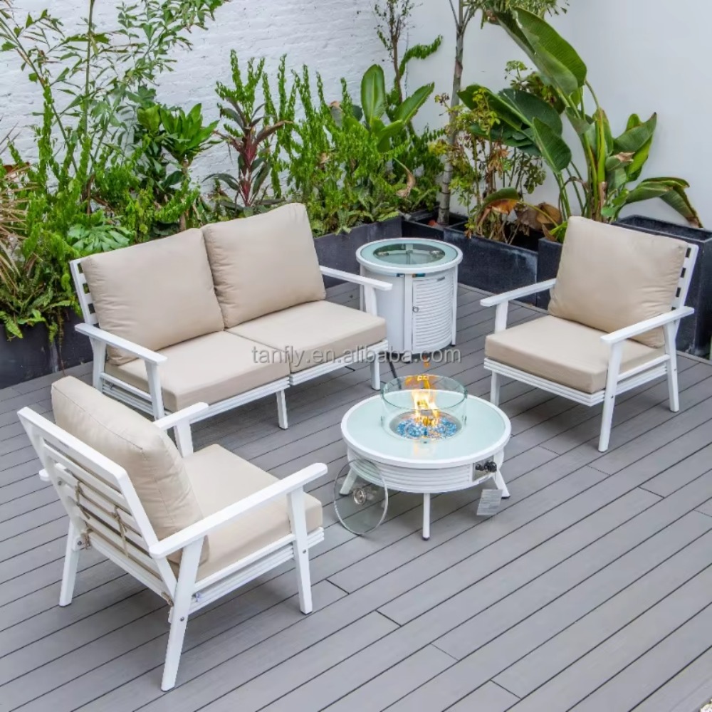 Set Furnitur Taman Modern Alum - Outdoor Furniture With Fire Pit Table ulasan dan harga