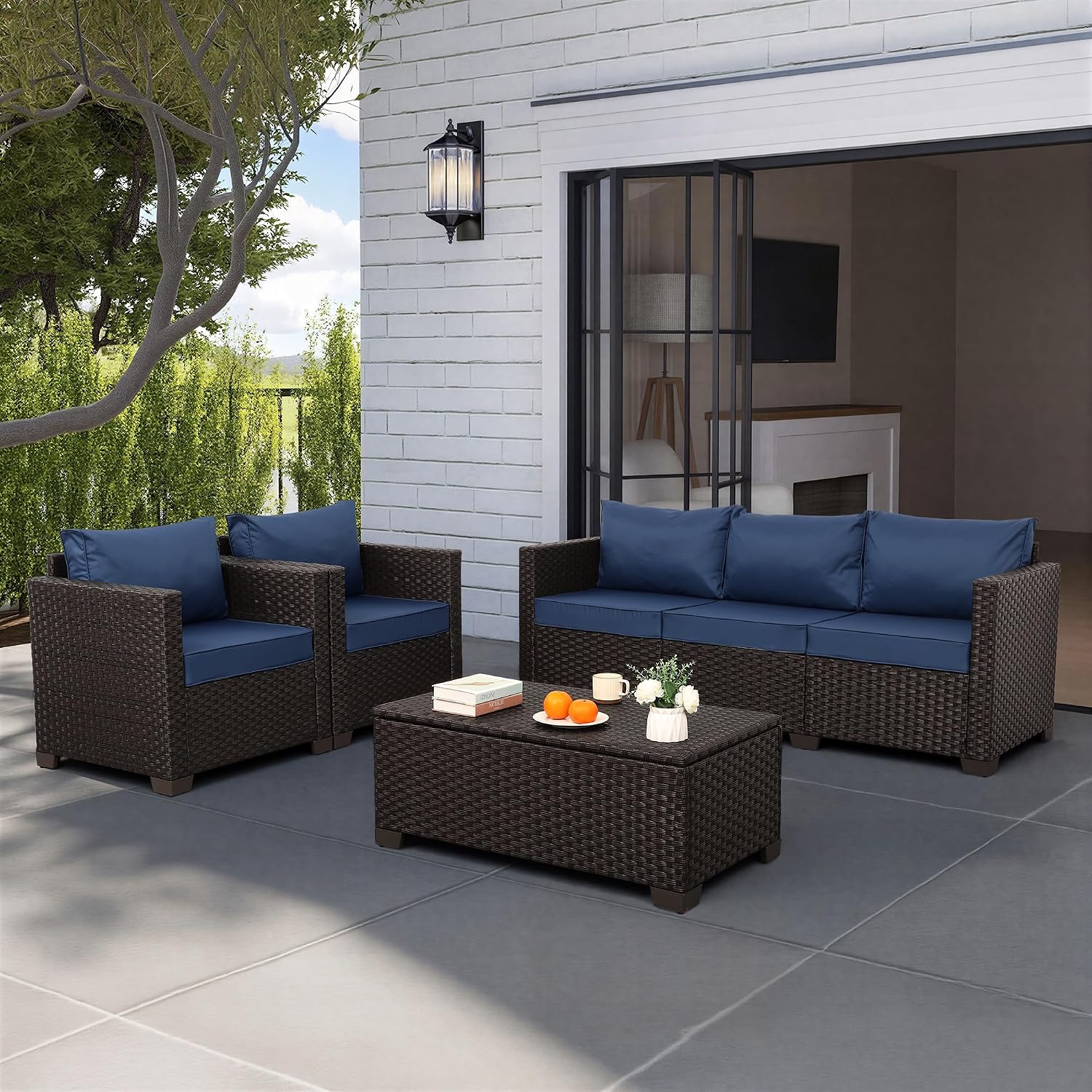 Set Furnitur Teras 4 Buah, Mej - Outdoor Furniture With Fire Pit Table ulasan dan harga