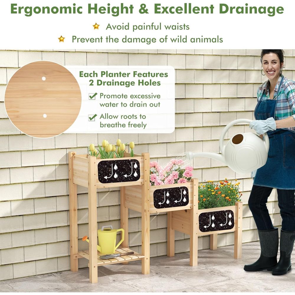 Rak Tanam Kayu 3 Tingkat denga - Garden Storage Box ulasan dan harga