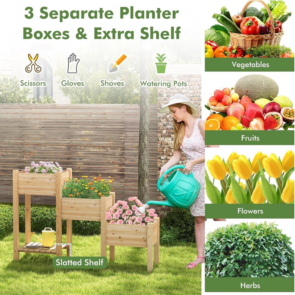 Rak Tanam Kayu 3 Tingkat denga - Garden Storage Box ulasan dan harga